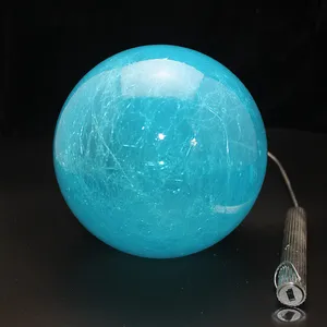 12cm blue LED lighted crackle glass Christmas ball ornament for Christmas tree, holiday party, wedding hanging decoration. Wholesale bulk orders accepted.