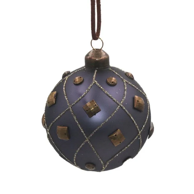 80mm round mulberry dark purple matte glass bauble for Christmas wholesale, decorative holiday ornaments, perfect for Christmas trees or home decor, bulk orders welcome.
