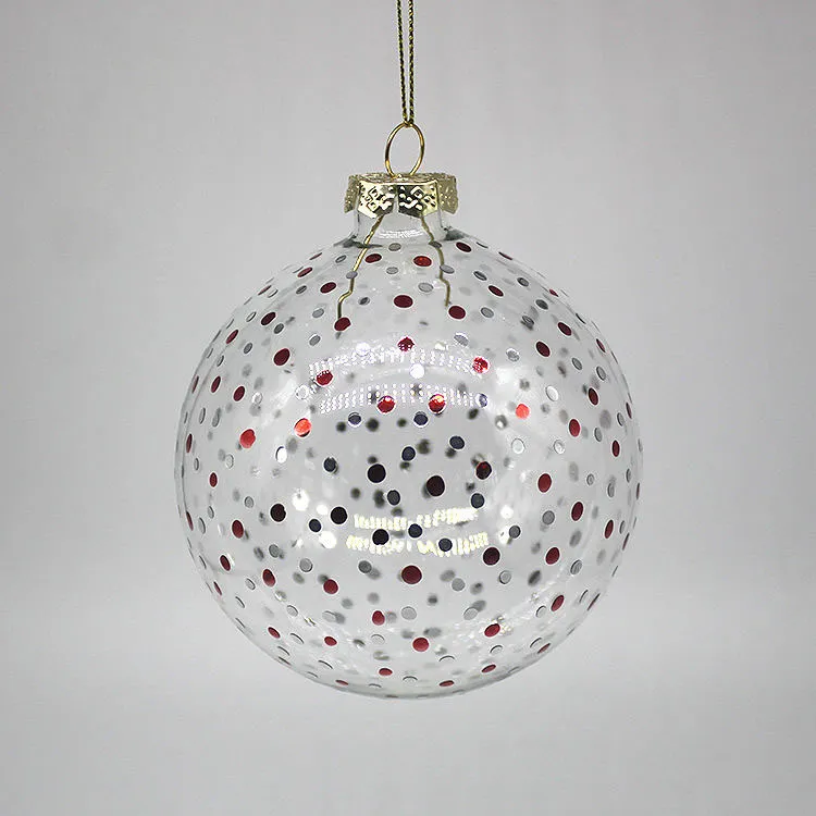 This product is made of glass with red and silver dots, giving it a unique and festive look.