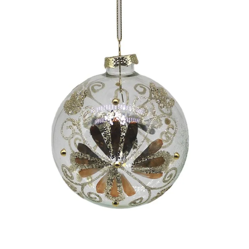 This product is a Christmas tree ornament with a delicate floral pattern, ideal for wholesale orders.