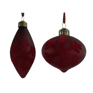 8cm red snowflake Christmas glass baubles, wholesale, Christmas tree ornaments, holiday decoration supplies.