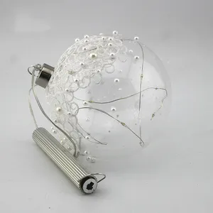 This product has a classic and elegant style, with a clear glass ball, lace and beads, and LED lights.