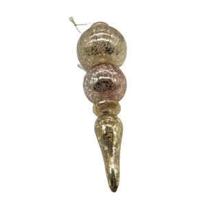 This elegant finial ornament is made of blown glass with a mercury finish, adding a touch of vintage charm to your Christmas tree.