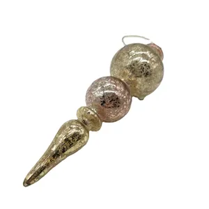 This beautiful finial ornament features a mercury finish, creating a shimmering and reflective surface that adds a touch of sparkle to your Christmas decor.