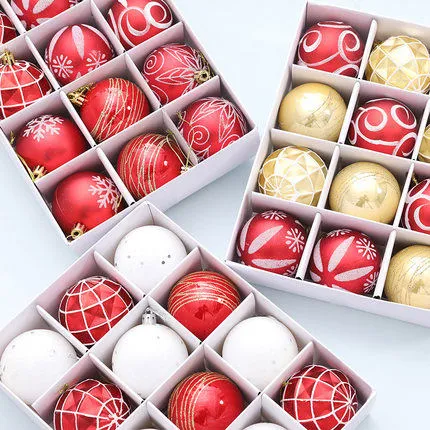 This set of Christmas ornaments is perfect for adding a touch of holiday cheer to your home. The set includes 12 ornaments in red, white, and gold, each with a unique design. The ornaments are made of durable glass and are perfect for decorating your Christmas tree, mantel, or any other area of your home.