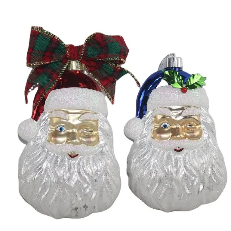These Santa Claus head ornaments are perfect for adding a festive touch to your Christmas tree. They feature a winking face and glitter finish, making them both whimsical and eye-catching.