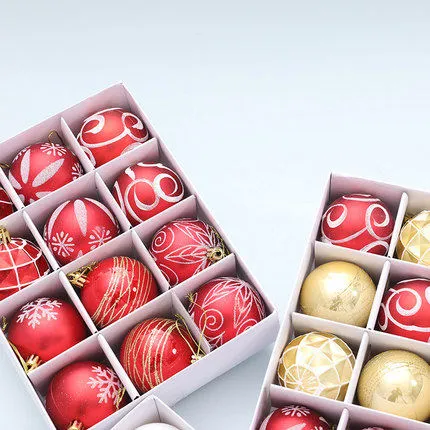 Wholesale Christmas ornament set, bauble decorations in a box for Christmas tree decoration. Customized colors and designs.