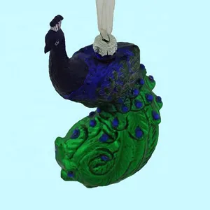Peacock Christmas ornament, hand blown glass, customizable patterns, festive holiday decor, wholesale pricing, bulk orders, perfect for Christmas trees, festive decorations, hanging ornament, peacock design, Christmas gifts