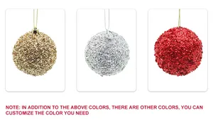 Shatterproof foam Christmas ornaments in gold, silver, and red. These ornaments are customizable with your choice of color and logo, making them perfect for holiday decorations, wholesale orders, and party decorations.