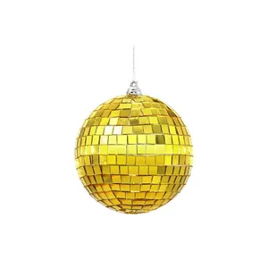 This product is a gold mirror disco ball Christmas ornament, perfect for adding a touch of sparkle to your holiday décor.