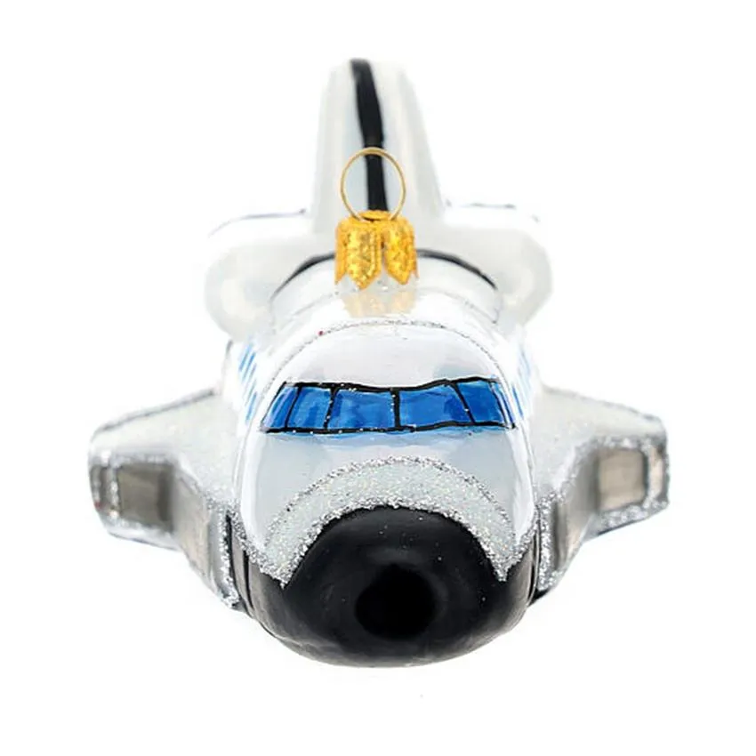 This space shuttle ornament is ideal for decorating your Christmas tree, adding a unique and festive touch to your holiday decor.
