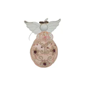 This angel ornament is decorated with intricate details, including a delicate heart, wings, and halo. The ornament is sure to be a beautiful addition to any Christmas tree.