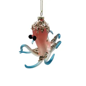 This Christmas ornament features a whimsical and charming design with a unique ocean theme. Its playful octopus design is sure to bring a touch of fun and delight to your holiday decorations. This ornament is perfect for those who appreciate unique and creative designs.