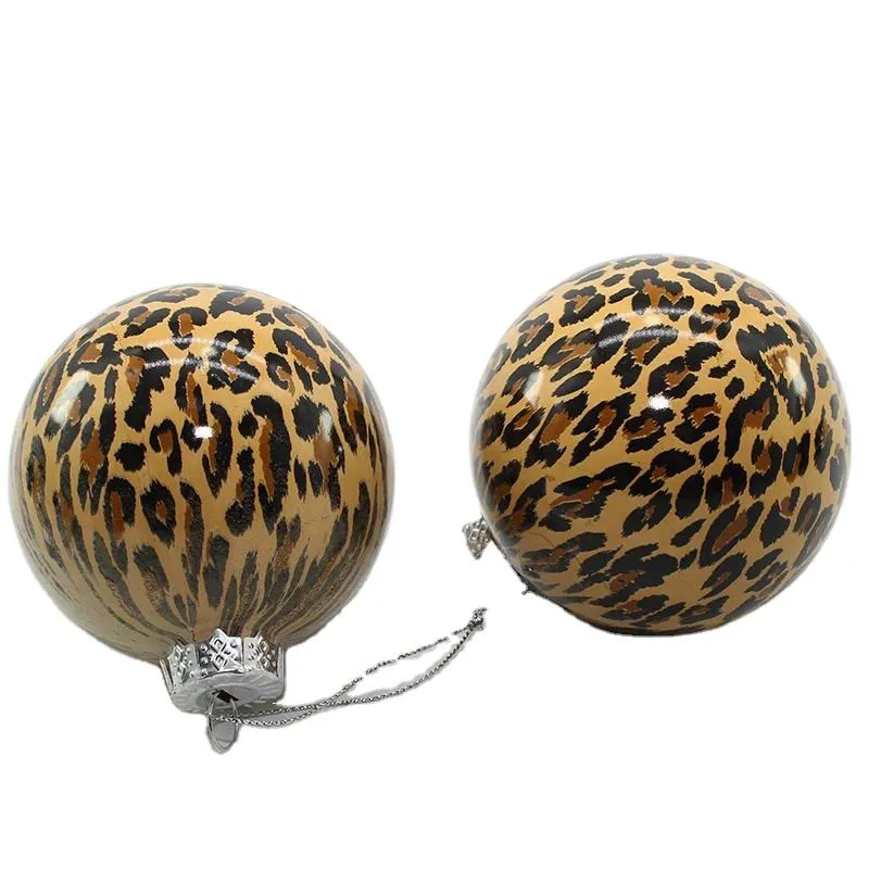 Two Leopard Print Glass Christmas Ornaments with Silver Hangers, Perfect for Wholesale Orders