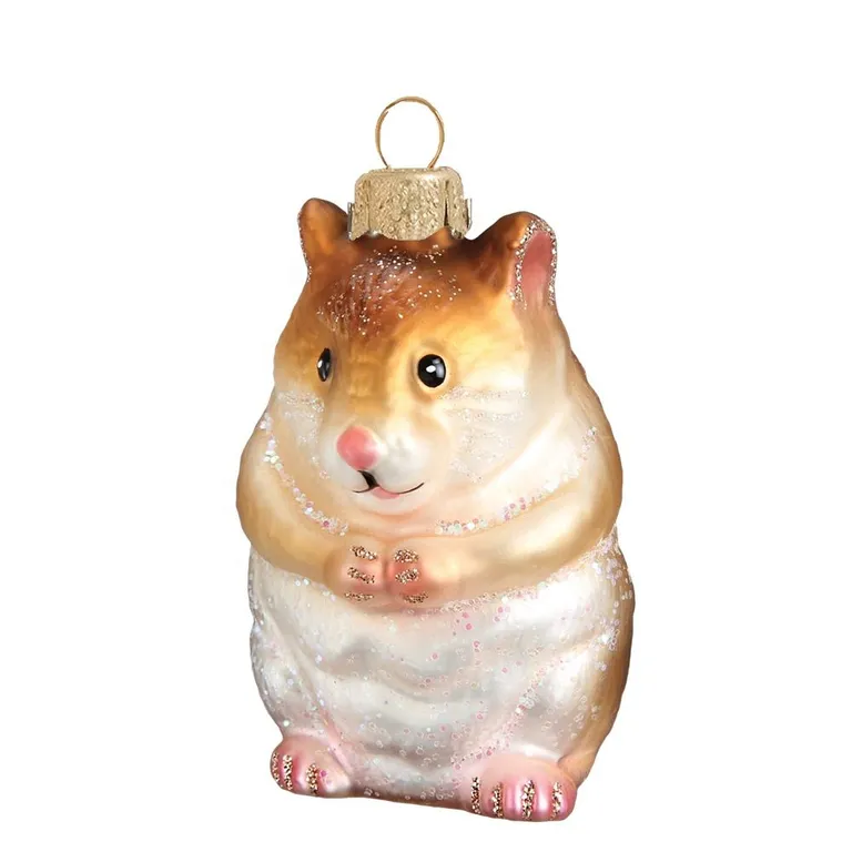 This product is a customizble glass hamster Christmas tree ornament that is ideal for holiday decorating. It features a charming hamster design and is available in various sizes and colors. This product is perfect for adding a touch of whimsy to your Christmas tree.