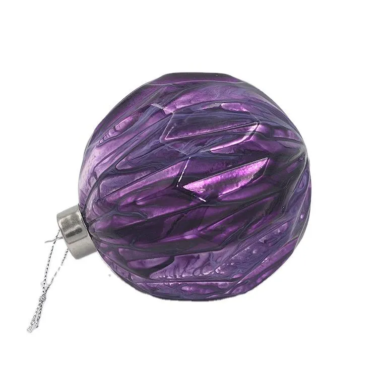 This product is a beautiful purple glass Christmas ornament ball bauble, measuring 8cm in diameter. It features a textured surface, giving it a unique and elegant look. Perfect for adding a touch of sophistication to your holiday decorations.