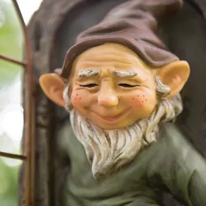 This product is crafted from durable resin using a detailed molding process that captures the intricate features of the gnome.