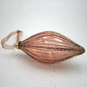 This product is made of glass, with a rose gold color and onion shape, and is transparent, making it perfect for adding a touch of elegance to your Christmas tree.