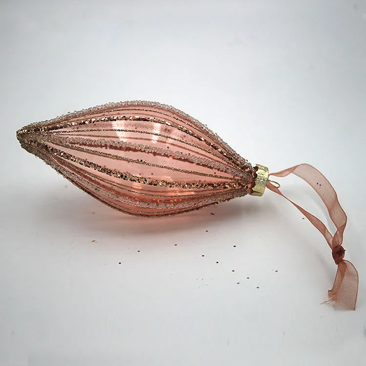 This product features a modern and elegant style, with a rose gold color and clear glass, perfect for a stylish and modern Christmas decoration.