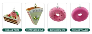 These Christmas ornaments are made of blown glass and hand-painted with vibrant colors. They are perfect for adding a touch of whimsy and festivity to your holiday decor.