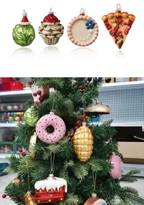 These whimsical ornaments will add a touch of playful fun to your holiday decor.  Choose from a variety of designs like cupcakes, pizzas, and donuts, all hand-blown and perfect for wholesale orders.