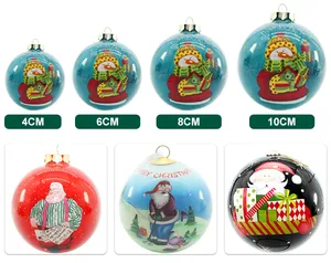 These round glass baubles come in assorted sizes and feature hand painted Christmas designs, including Santa Claus, snowmen and reindeer, perfect for holiday decorations.