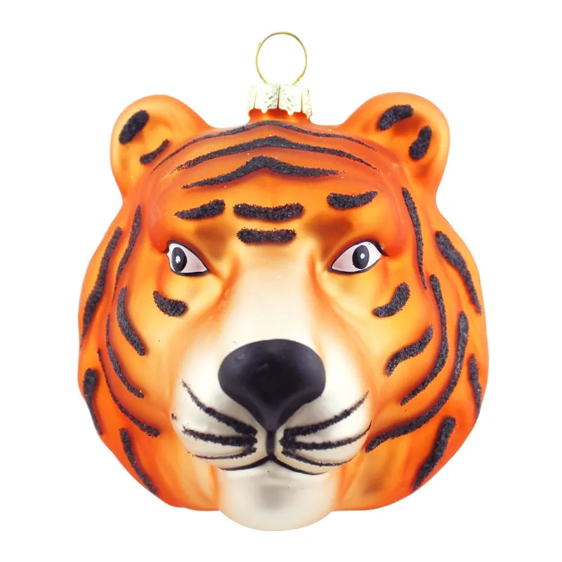 This product exudes a charming and whimsical style, capturing the essence of the festive season with its playful tiger head design. It's a delightful addition to any Christmas decor.
