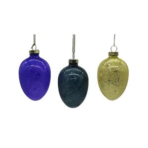 Hand-painted glass ornaments, shaped like Easter eggs, are painted with intricate designs and are perfect for decorating your home for the holiday.