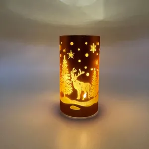 This candle jar is delicately crafted from glass, featuring beautiful Christmas design that adds a touch of elegance to any space.