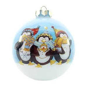 This product features a charming blue background, creating a cool and refreshing winter feel. The penguins are dressed in colorful hats and scarves, adding a pop of vibrant color to the design.