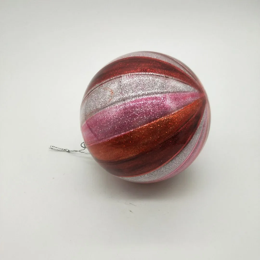 This product features a hand-painted striped design, with each stripe carefully painted on. The stripes add a unique and elegant touch to the ornament.